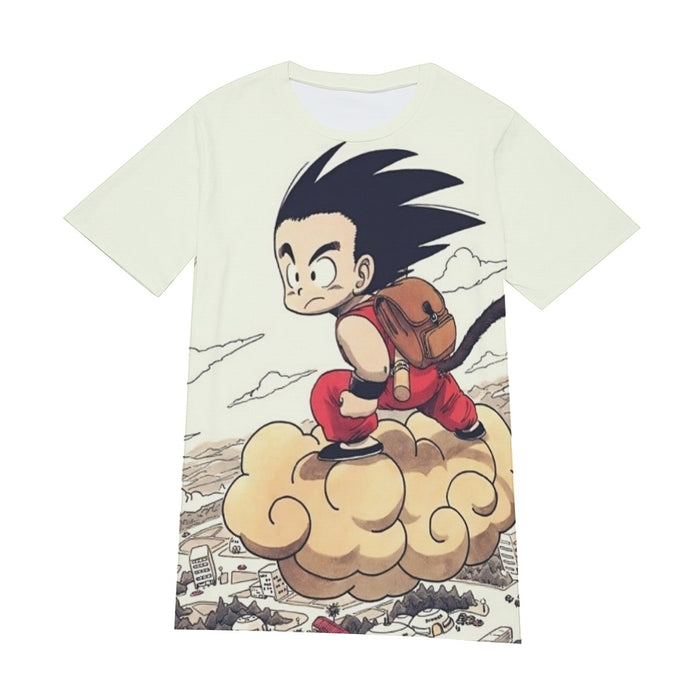 Flying Cute Kid Goku Cloud Nimbus Vintage Beige Adult T- Shirt