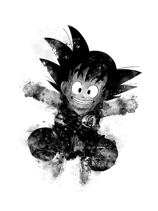 Dragon Ball Z Kid Goku Black & White Painting