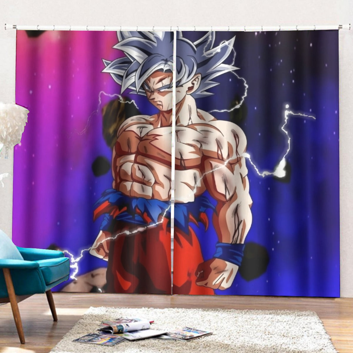Awesome Ultra Instinct Silver Hair Goku DBZ Kids Curtains with Hooks