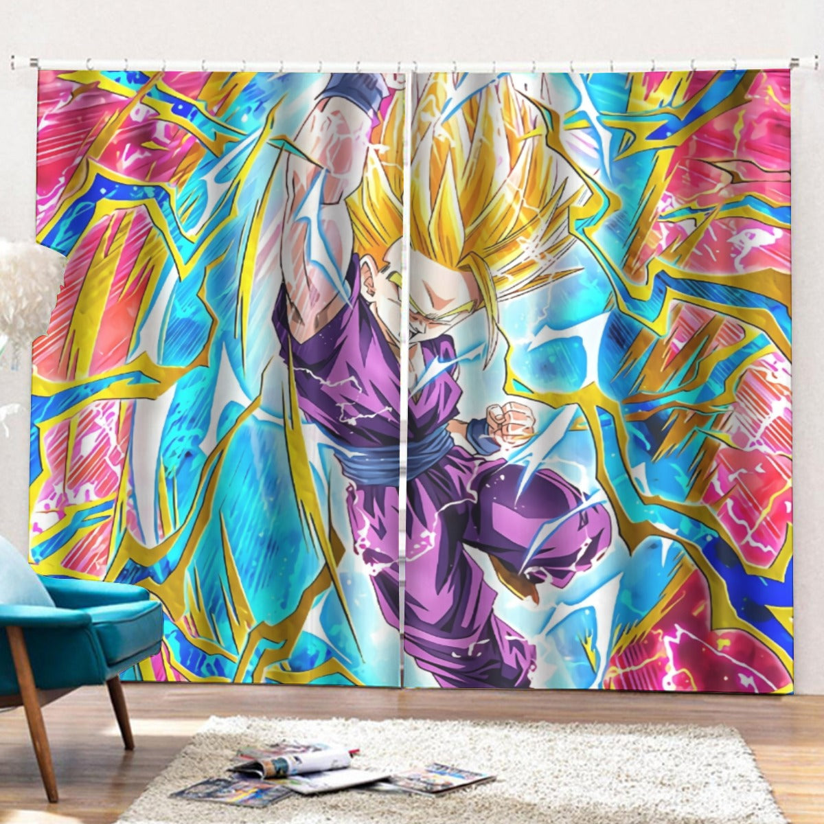 Teen Gohan Dragon Ball Full Tilt Kamehameha Super Saiyan 2 Curtains with Hooks